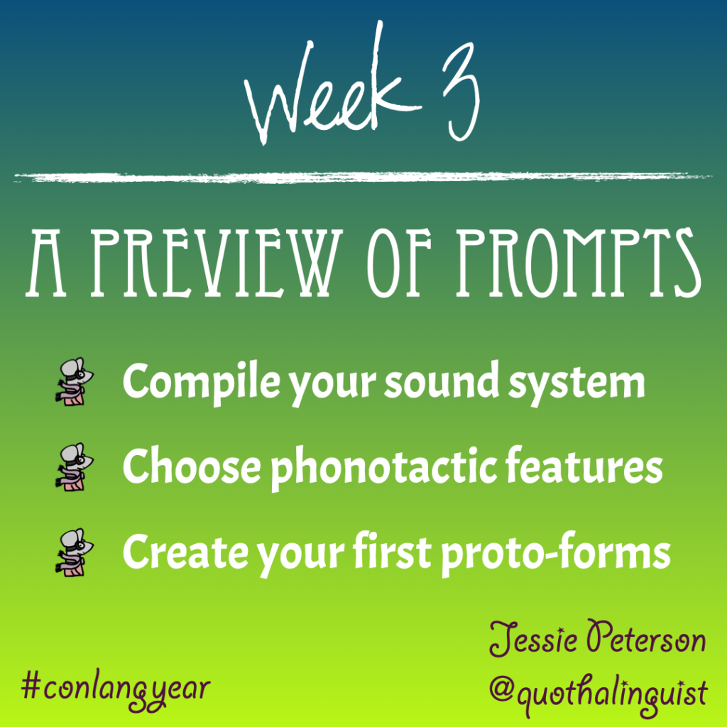 Text-based image with an overview of this week's prompts