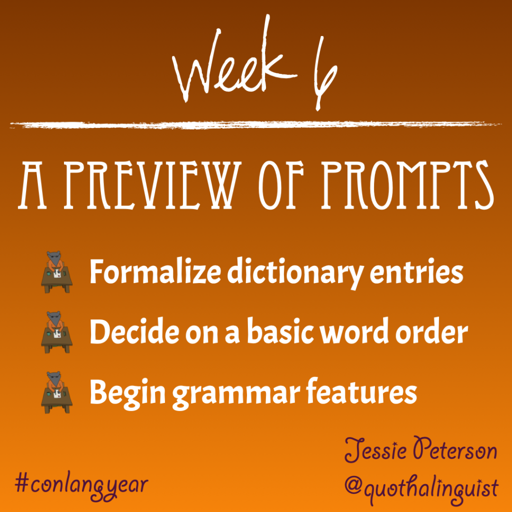 Text-based image with an overview of this week's prompts