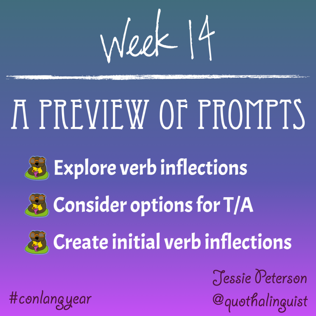 Text-based image with an overview of this week's prompts