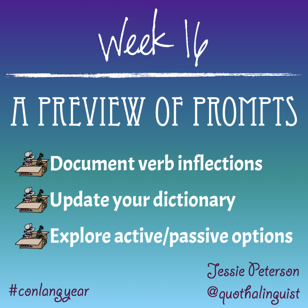 Text-based image with an overview of this week's prompts